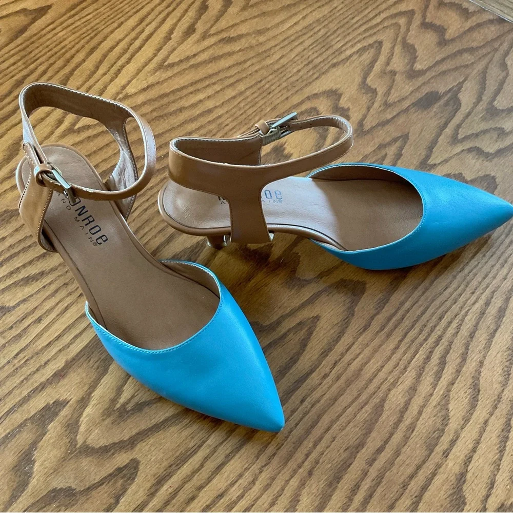 Monroe & Main Color Block Ankle Strap Heel/Pumps, Women’s Sz 6.5M